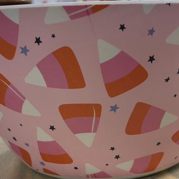 Halloween PINK Pastel Candy Corn Bamboo Fiber Trick or Treat Bowl 🎃🩷 10” NeW - Picture 2 of 5